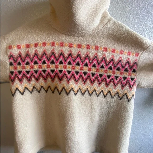 LOFT Women’s Sherpa Cozy Cowl Neck Aztec Design Sweater Size XL - Picture 2 of 5